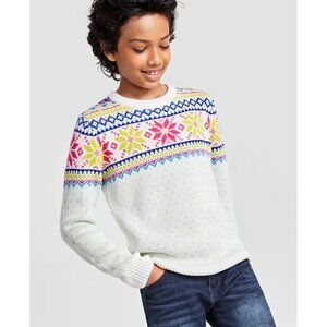Holiday Lane Big Boys Medium Multi-Color Fair Isle Sweater Lime Green $40 037